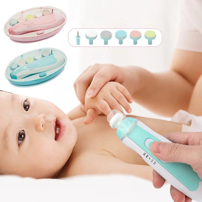 Mom Using Baby Electric Nail Trimmer on baby