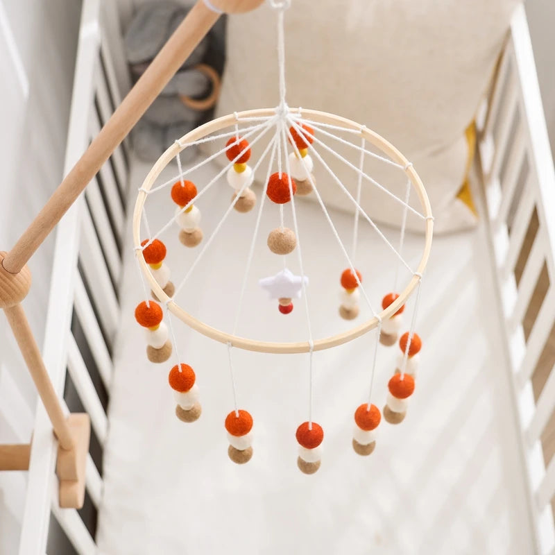 Montessori Baby Mobile: Colorful Plush Ball Musical Rattle & Bed Bell for Sensory Development