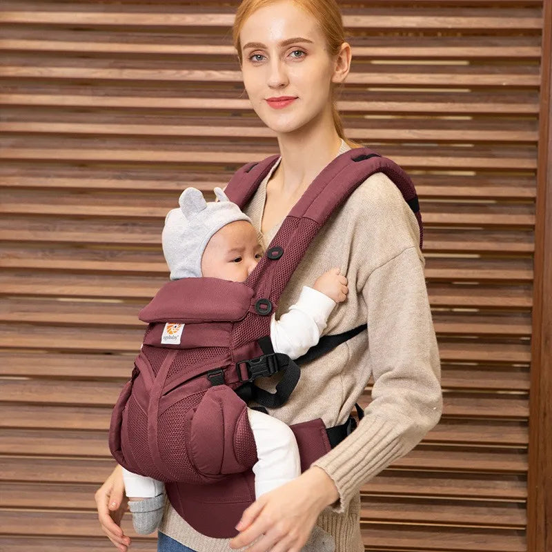 Mom with baby in baby carrier 4 In 1 ergonomic kangaroo design (10)