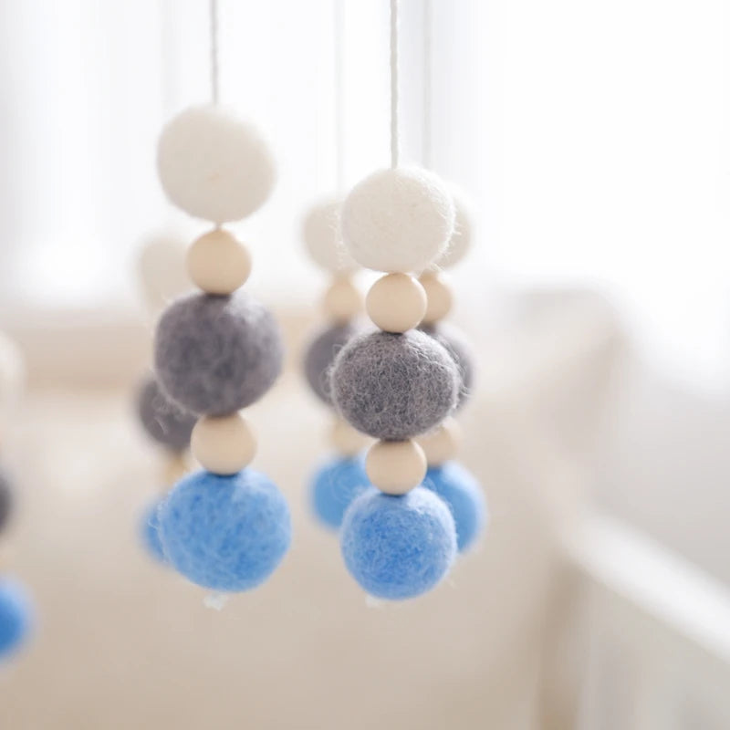 Montessori Baby Mobile: Colorful Plush Ball Musical Rattle & Bed Bell for Sensory Development