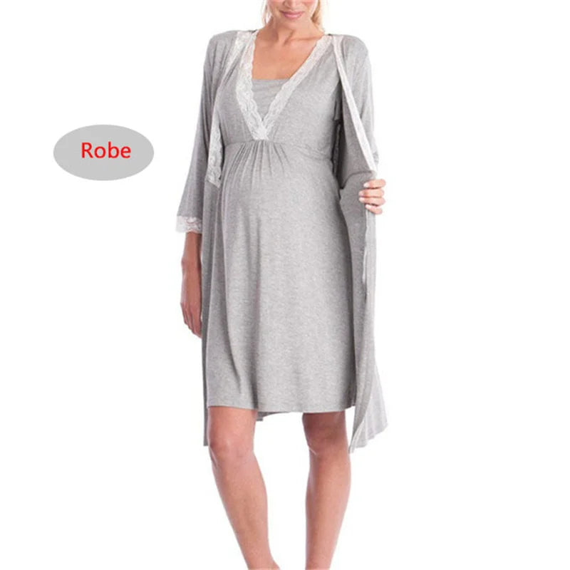 Elegant Maternity Robe & Nursing Nightgown for Moms | Arroura Studio