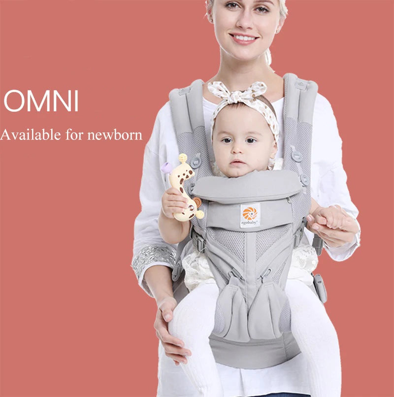 Mom with baby in baby carrier 4 In 1 ergonomic kangaroo design