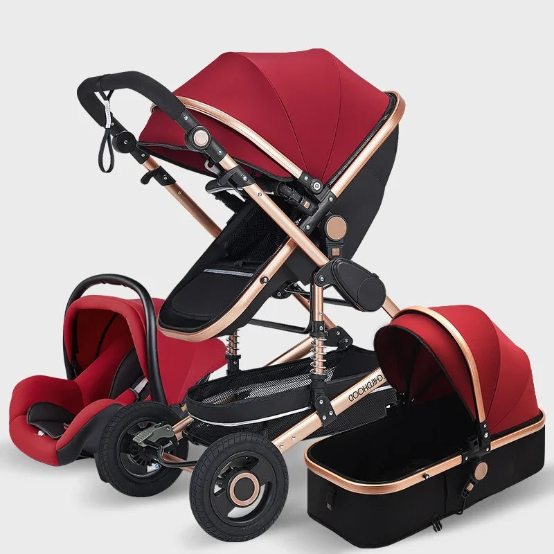 3 in 1 Infant Stroller Set Red