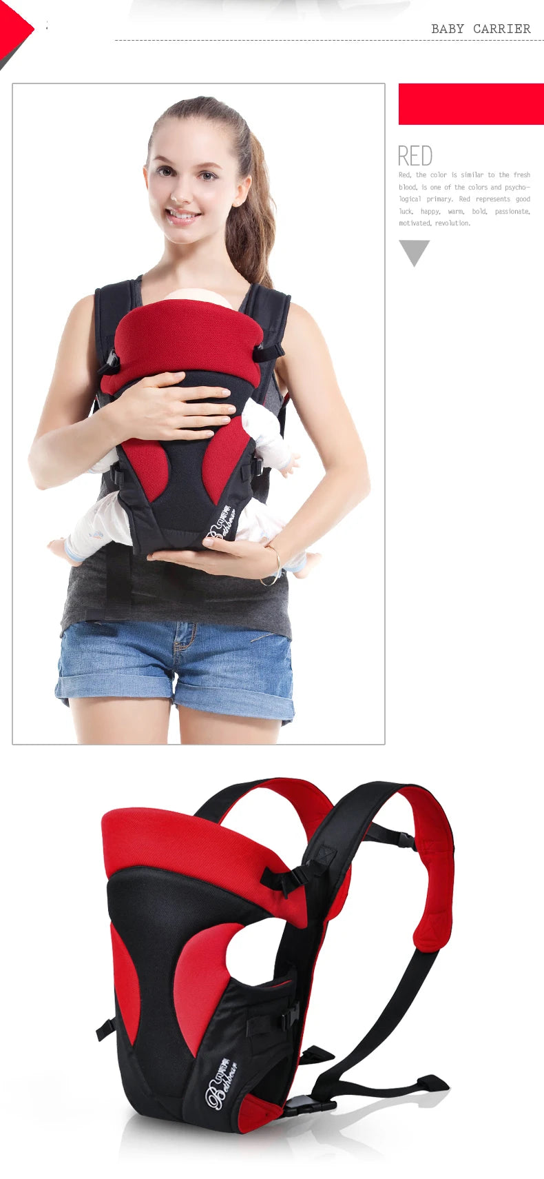 Mom carry her son in Baby Carrier Infant Sling Backpack product show (1)