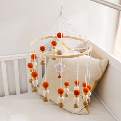 Montessori Baby Mobile: Colorful Plush Ball Musical Rattle & Bed Bell for Sensory Development