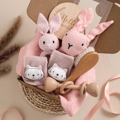 Complete Baby Gift Set: Bath Essentials, Crochet Rattle & Blanket for Newborns