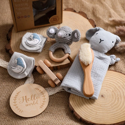 Complete Baby Gift Set: Bath Essentials, Crochet Rattle & Blanket for Newborns