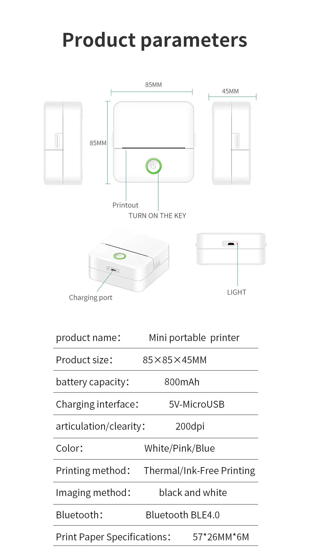 Mini HD Portable Label Thermal Printer