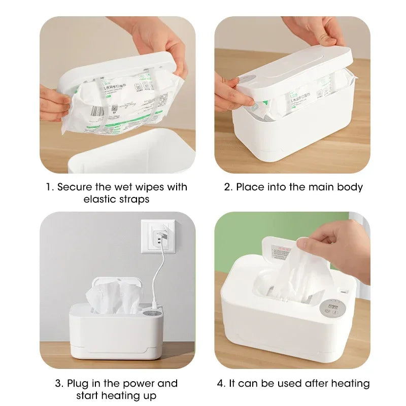 Baby Wipe Warmer Heater with LED Display Wet Towel Dispenser