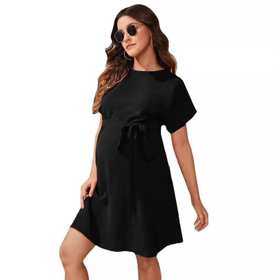 Tied Waist Modern Maternity Dress