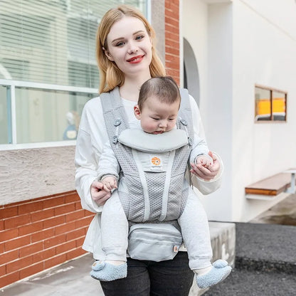 Mom carry her son in Baby Carrier Ergonomic