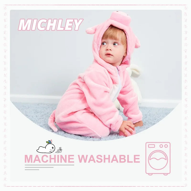 MICHLEY Halloween Gifts Pink Pig Baby Rompers for Girls