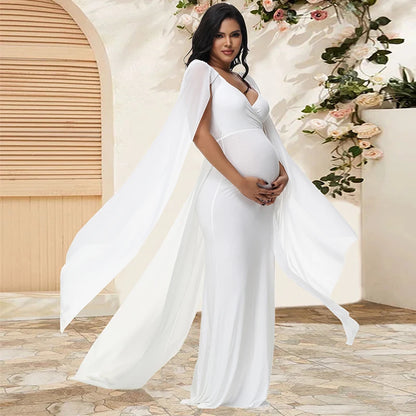 Maternity Long Dress With Shawl Trailing Photo Shoot