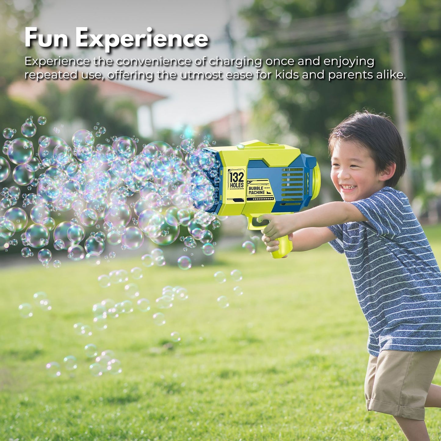 GOMINIMO 132 Holes Bubble Machine Gun for Kids