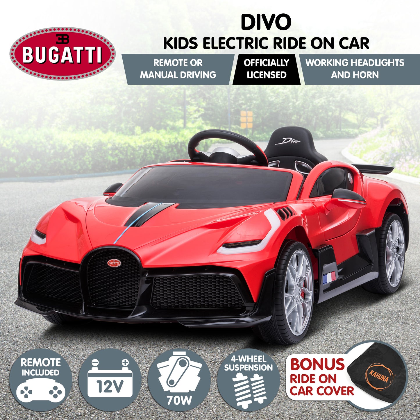 Kahuna Licensed Bugatti Divo Kids Electric Ride-On Car