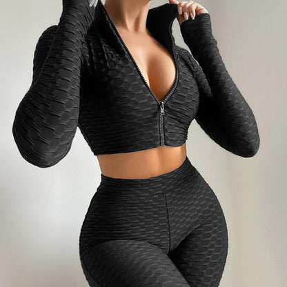 Women's Tracksuit Yoga Fitness Set - Tummy Control & Butt Lift Long Sleeve Activewear Suit