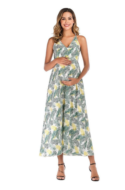 Summer Maternity Wear: Stylish Printed Long Skirt for Expecting Moms